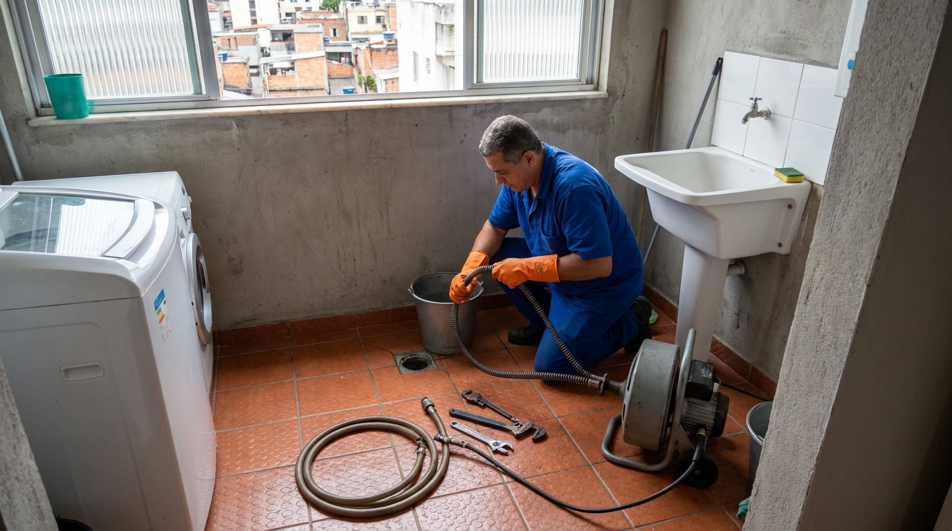 Desentupimento de ralo com equipamento em São Gonçalo‑RJ